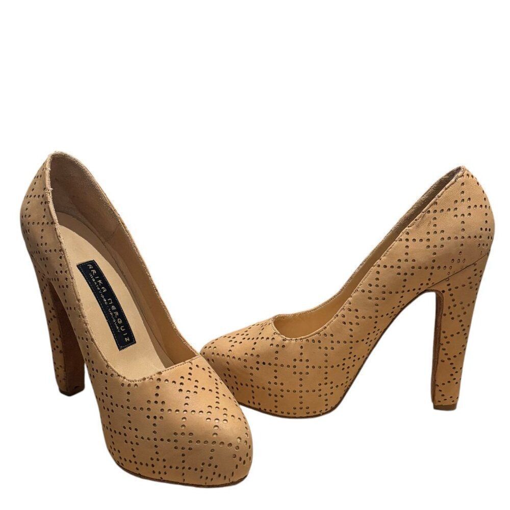 ARIKA NERGUIZ 5" Heel Platform Dance Shoe 5.5 Ballroom Latin Theatre Suede Sole